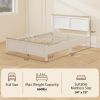 Full Bed Frame with Headboard, Modern Platform Bed Frame with Wooden Slats, No Box Spring Needed, Easy Assembly, White