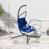 Hammock Chair with Stand and PA Coating Cushion, Hanging Swing Chair with Steel Frame for Indoor and Outdoor, Dark Blue