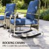 3-piece terrace furniture set, outdoor rocking chair with coffee table, garden set, gray