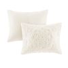 Full/Queen 3-Piece Tufted Cotton Chenille Medallion Duvet Cover Set
