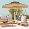 10 ft. Hula Thatched Tiki Patio Outdoor Umbrella with 8 Ribs, UPF30+, for Garden, Backyard, Deck, Pool, Natural