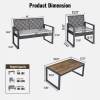 4-Piece Patio Furniture Set Outdoor Balcony Porch Garden Backyard Lawn Furniture Acacia Wood Table Top, Morden Brown and Beige Cushion