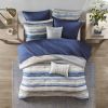 8 Piece Printed Seersucker Comforter and Quilt Set Collection Blue King/Cal King