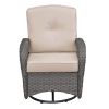 3-Piece Outdoor Wicker Swivel Rocker Bistro Set, Patio Conversation Set with 2 Swivel Rocking Chairs