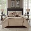 7 Piece Faux Suede Comforter Set Beige King