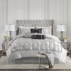 7 Piece Tufted Comforter Set Grey Queen