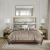 12 Piece Comforter Set with Cotton Bed Sheets Blue/Brown Queen