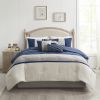 7 Piece Faux Suede Comforter Set Blue Queen
