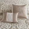 8 Piece Jacquard Comforter Set Tan/Ivory Queen