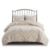 King/Cal King 3 piece Tufted Cotton Chenille Damask Duvet Cover Set