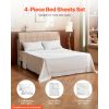 4-Piece Bed Sheet Set - Queen Size, 100% Brushed Microfiber Bedding Set with 2 Pillowcases, 1 Flat Sheet & 1 Fitted Sheet