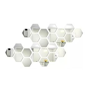 24PCS Hexagon Mirror Wall Stickers Acrylic Sticker Decoration For Home Living Room Bedroom Decor (Option: Default)