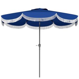 9FT Patio Umbrella, UPF 30+ Outdoor Market Umbrella with Crank, 8 Ribs, Push Button Tilt, Vented Patio Table Umbrella for Deck Backyard Lawn (Color: Navy)