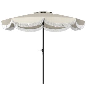 9FT Patio Umbrella, UPF 30+ Outdoor Market Umbrella with Crank, 8 Ribs, Push Button Tilt, Vented Patio Table Umbrella for Deck Backyard Lawn (Color: Gray)