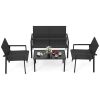 4 Pieces Patio Furniture Set with Heavy Duty Galvanized Metal Frame