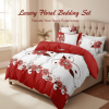 Red White Floral Duvet Cover Set 5-Piece, Queen Size - Includes Duvet Cover with Ties