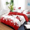 Red White Floral Duvet Cover Set 5-Piece, Queen Size - Includes Duvet Cover with Ties