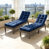Outdoor Lounge Chaise Cushion Set of 2 73 X 22 with High Back String Ties for Comfortable Seating