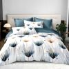3 pieces set of blue tranquil floral duvet cover comfortable skin-friendly polyester fiber adult bedroom decor to help sleep