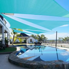 Artpuch Custom Size Mixed Turquoise Sun Shade Sail Triangle Canopy 185 GSM Durable Fabric UV Block Awning for Outdoor Patio Garden Backyard (Customize (Color: Mixed Turquoise, size: 14x14x14)