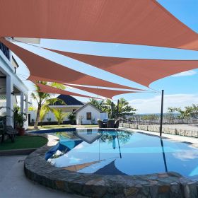Artpuch Custom Size Rust Red Sun Shade Sail Triangle Canopy 185 GSM Durable Fabric UV Block Awning for Outdoor Patio Garden Backyard (Customized Avail (Color: Rust Red, size: 22X27X27)