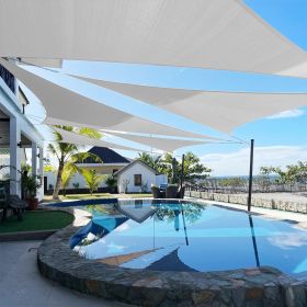 Artpuch Custom Size Light Gray Sun Shade Sail Triangle Canopy 185 GSM Durable Fabric UV Block Awning for Outdoor Patio Garden Backyard (Customized Ava (Color: Light Gray, size: 15X25X25)