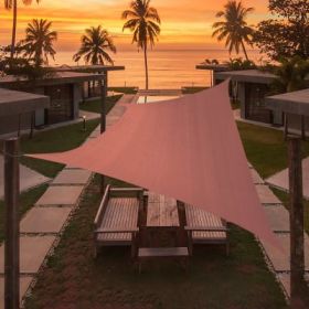 Artpuch Custom Size Rust Red Sun Shade Sail Triangle Canopy 185 GSM Durable Fabric UV Block Awning for Outdoor Patio Garden Backyard (Customized Avail (Color: Rust Red, size: 12'X27')