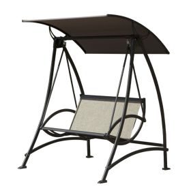 2-Seat Patio Swing Chair, Outdoor Porch Swing with Adjustable Canopy and Durable Steel Frame, Patio Swing Glider for Garden, Deck, Porch, Backyard (Color: as Pic)