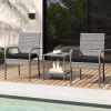 3 Piece Patio Furniture Set with Seat Cushions and Tempered Glass Tabletop for Balcony
