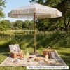 7 Feet Patio Umbrella with Fringe Sun-Protective Beach Umbrella with Boho Tassel