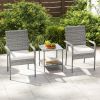 3 Piece Patio Furniture Set with Seat Cushions and Tempered Glass Tabletop for Balcony