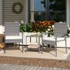 3 Piece Patio Furniture Set with Seat Cushions and Tempered Glass Tabletop for Balcony