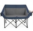 Heated Double Camping Chair 4 Heating Zones Wine Glass Holders Outdoor Portable Comfortable Seat for Camping Trips